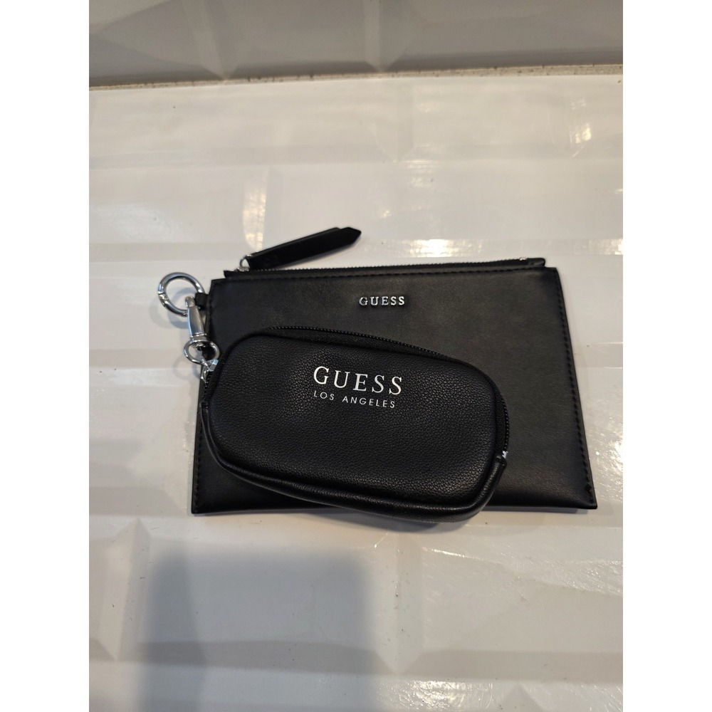 GUESS Los Angeles Women's  Black Coin Purse & Zipper Pouch